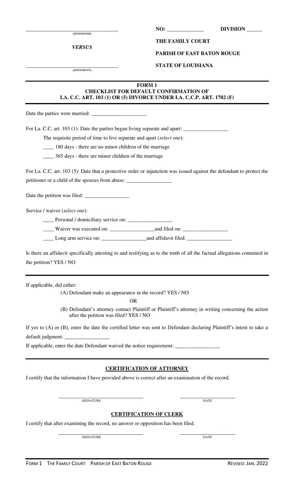 Form 1 Fill Out, Sign Online and Download Printable PDF, Parish of