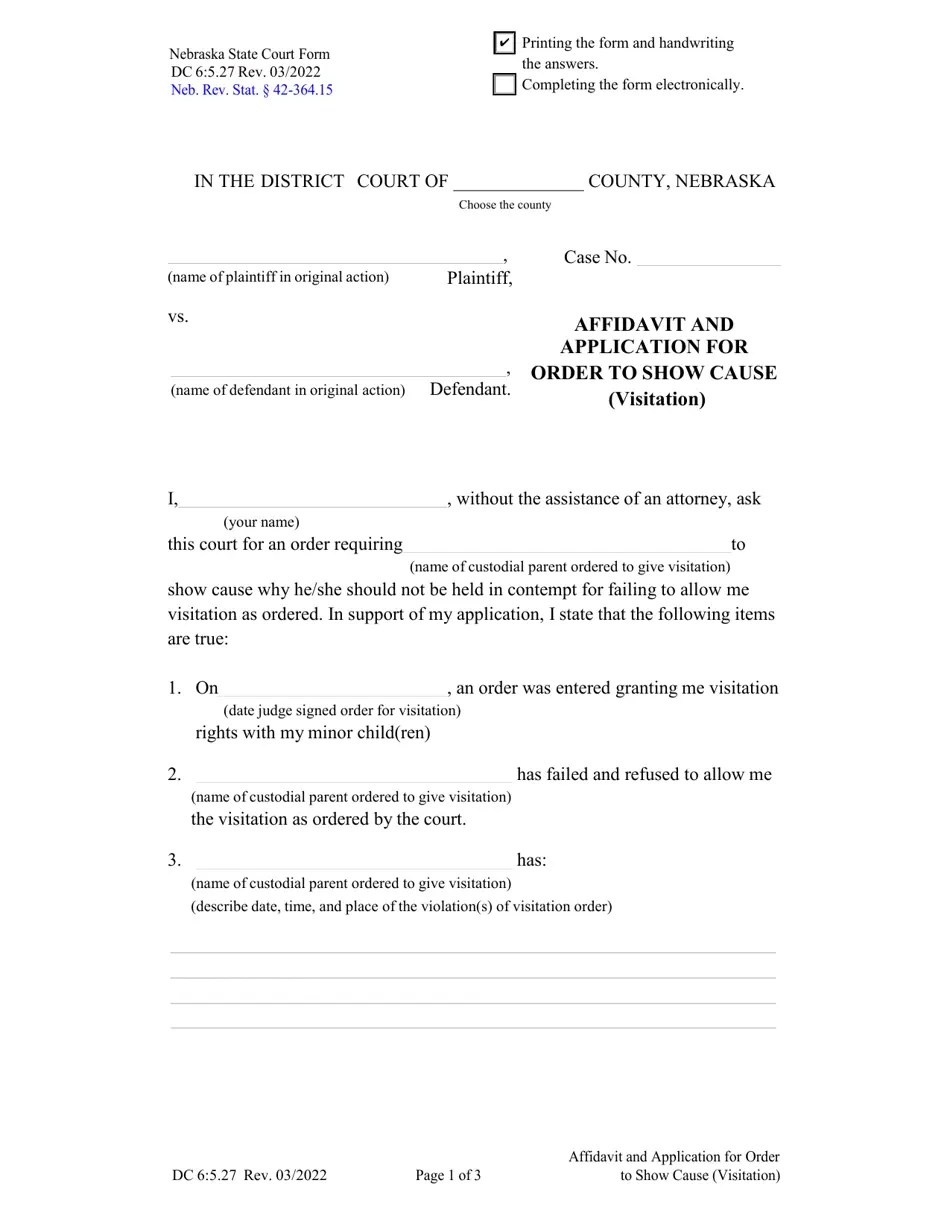 Form DC65.27 Download Fillable PDF or Fill Online Affidavit and