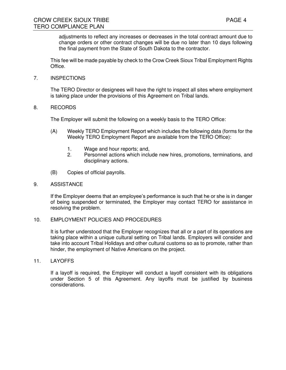 South Dakota Crow Creek Sioux Tribe Compliance Plan Fill Out, Sign