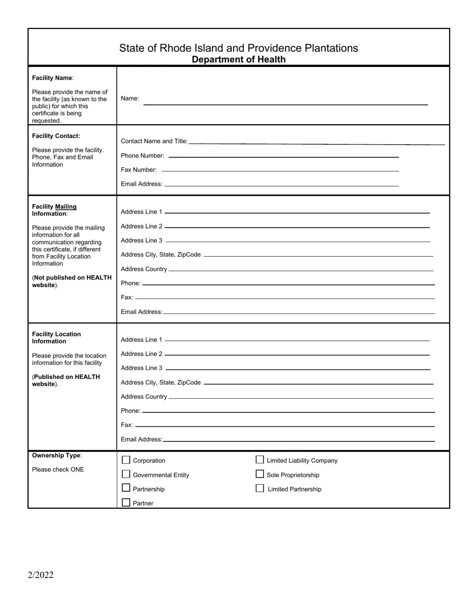 Rhode Island Application for Lead Training Courses Download Printable