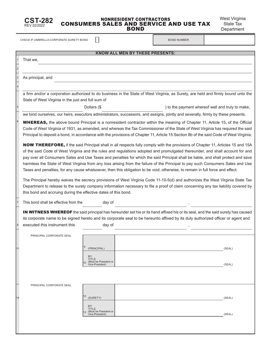 Form CST282 Fill Out, Sign Online and Download Printable PDF, West