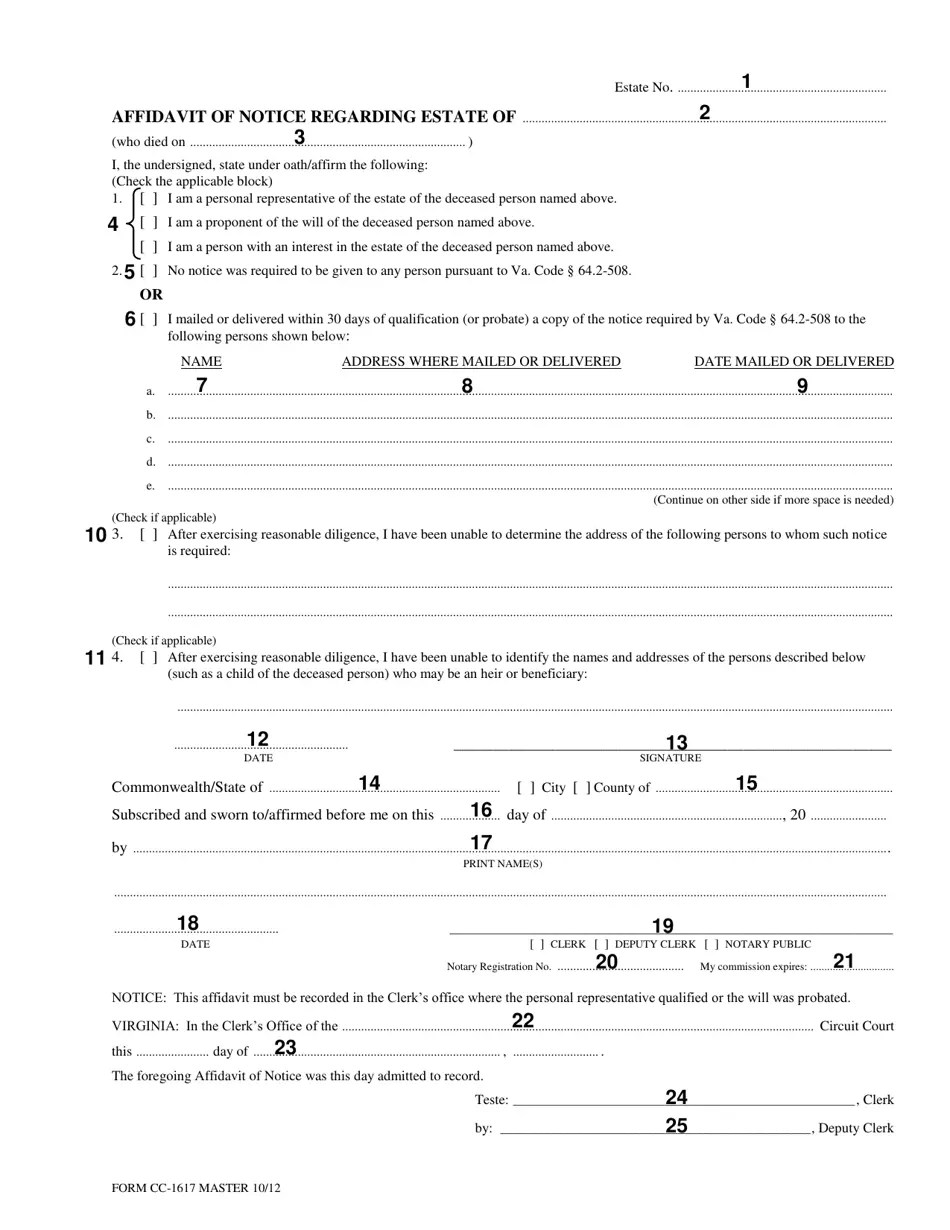 Download Instructions for Form CC1617 Affidavit of Notice Regarding