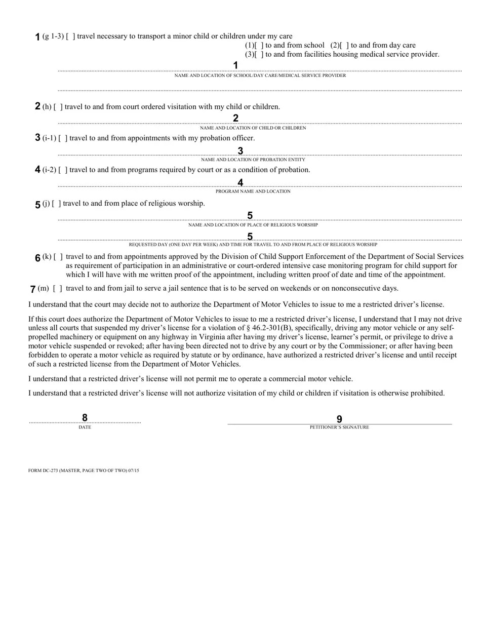Download Instructions for Form DC273 Petition for Authorization for