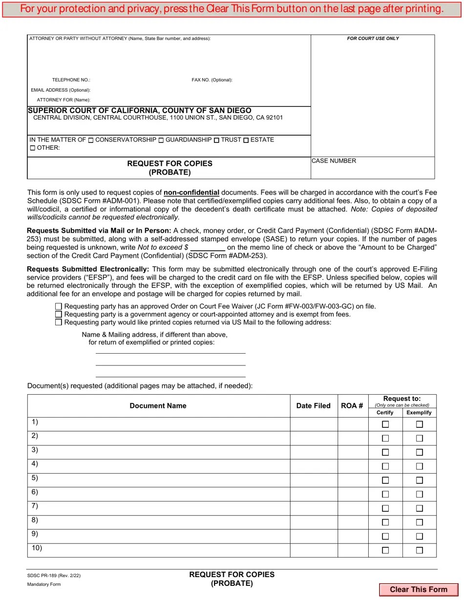 Form PR189 Fill Out, Sign Online and Download Fillable PDF, County