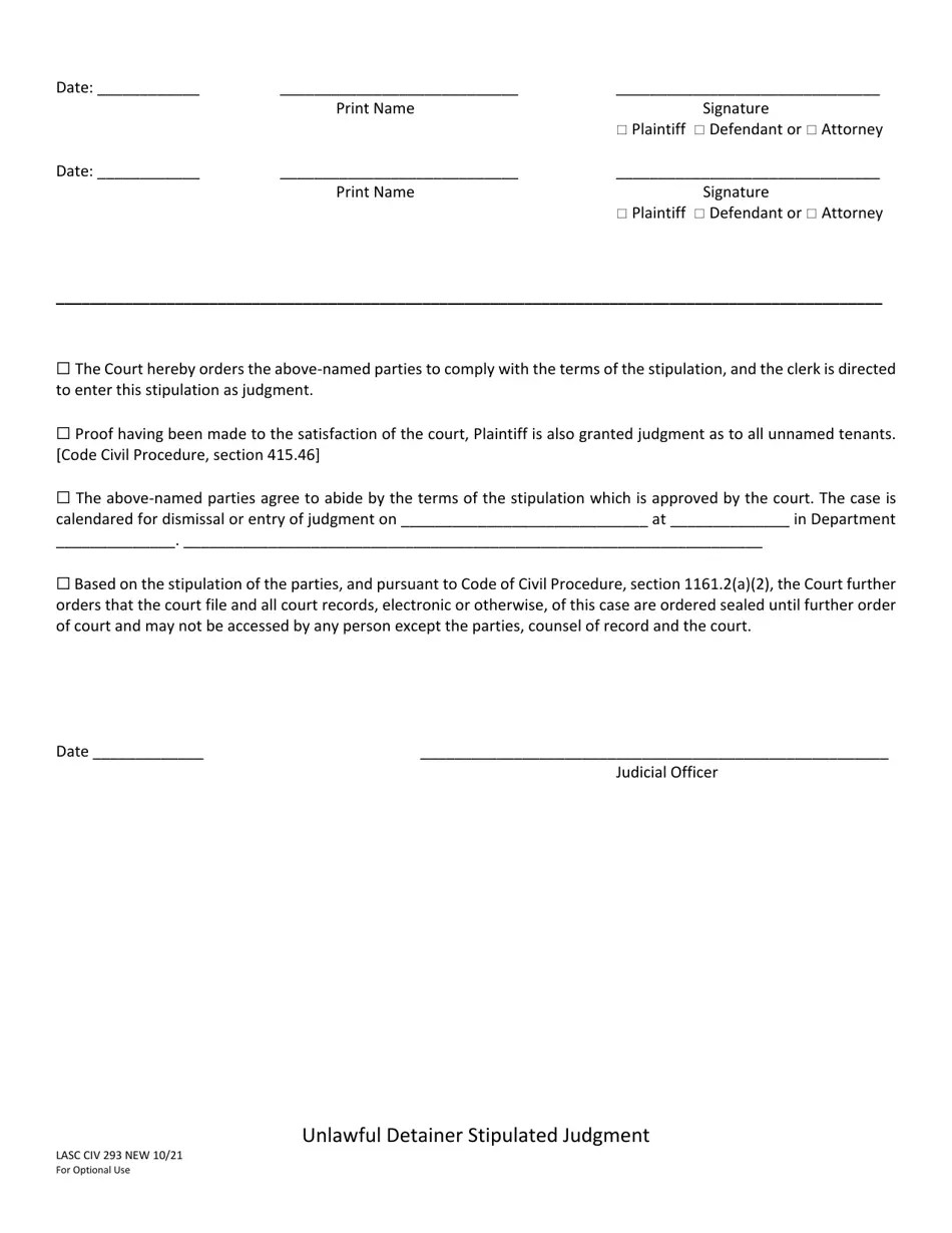 Form LACIV293 Fill Out, Sign Online and Download Fillable PDF, County