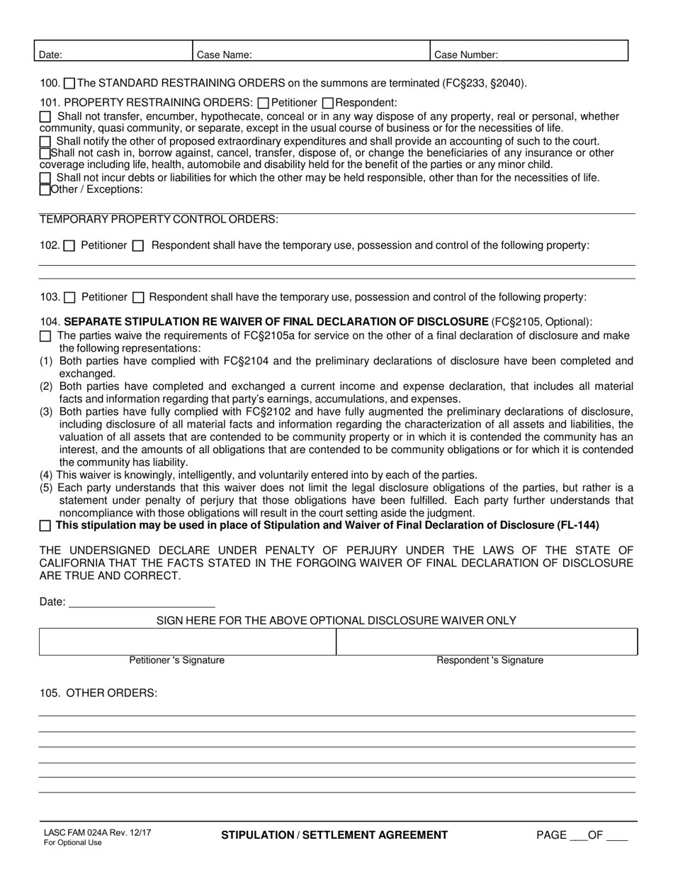Form LASC FAM024A Fill Out, Sign Online and Download Fillable PDF