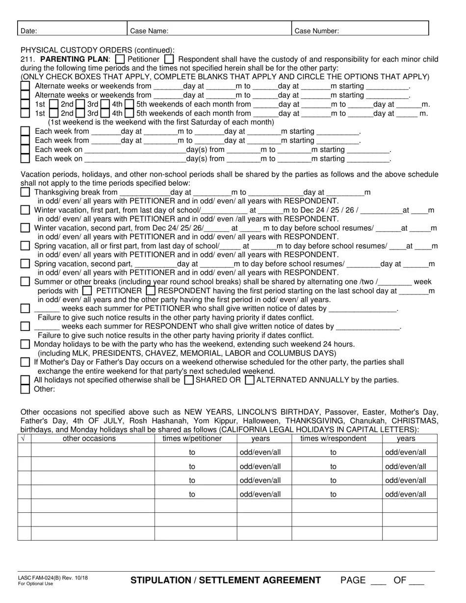 Form LASC FAM024(B) Fill Out, Sign Online and Download Fillable PDF