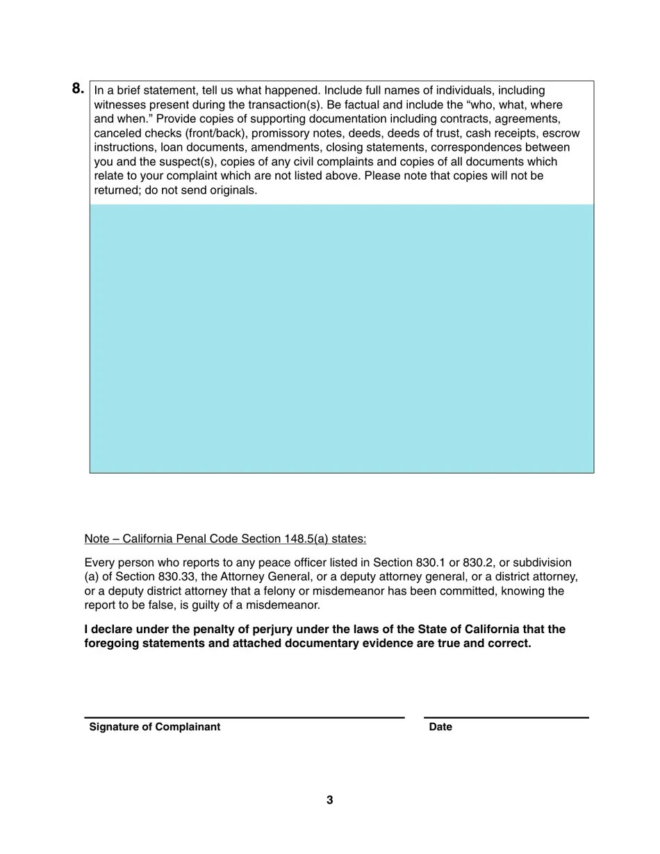 County of Los Angeles, California Real Estate Fraud Complaint Form