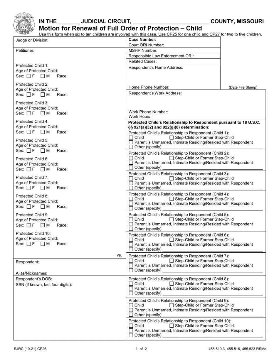 Form CP26 Fill Out, Sign Online and Download Fillable PDF, Missouri