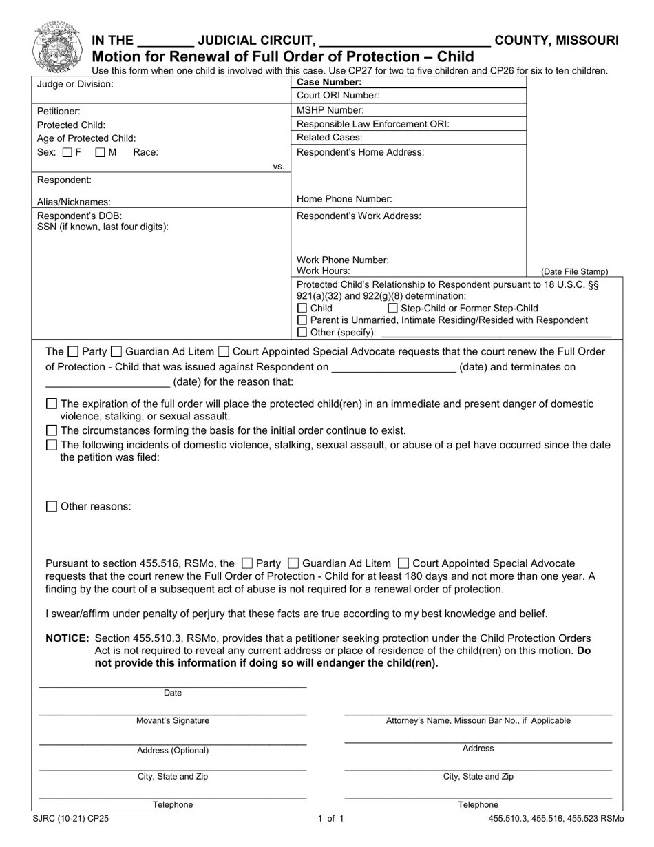 Form CP25 Fill Out, Sign Online and Download Fillable PDF, Missouri