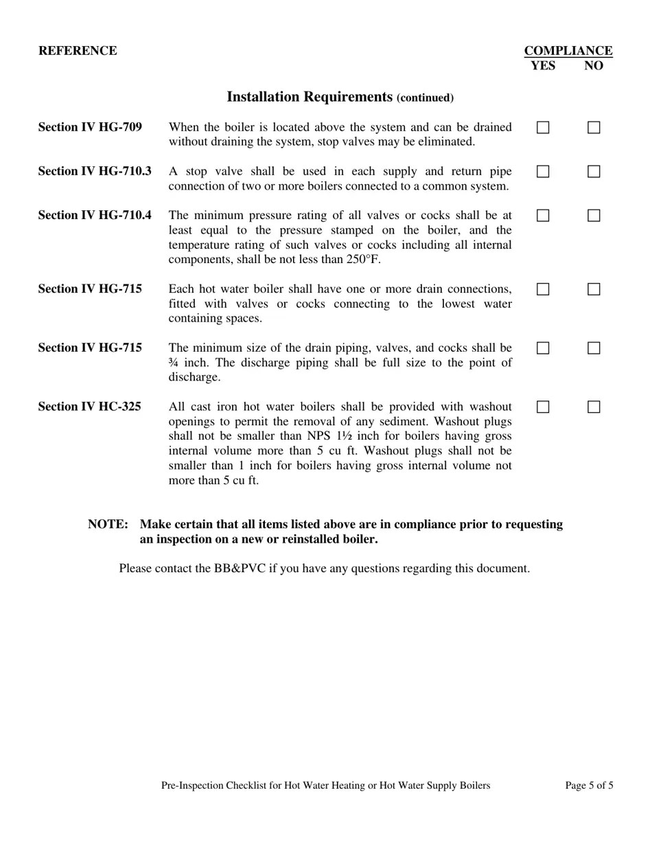 New Jersey Preinspection Checklist for Hot Water Heating or Hot Water