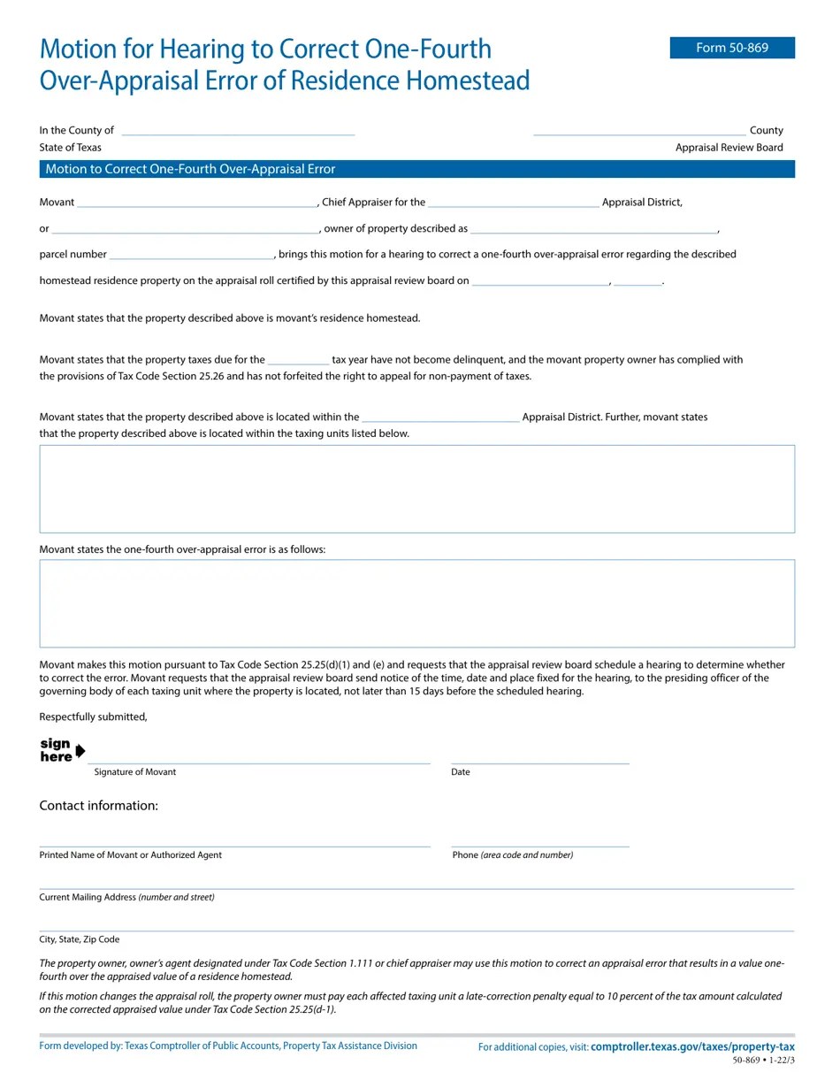 Form 50869 Fill Out, Sign Online and Download Fillable PDF, Texas