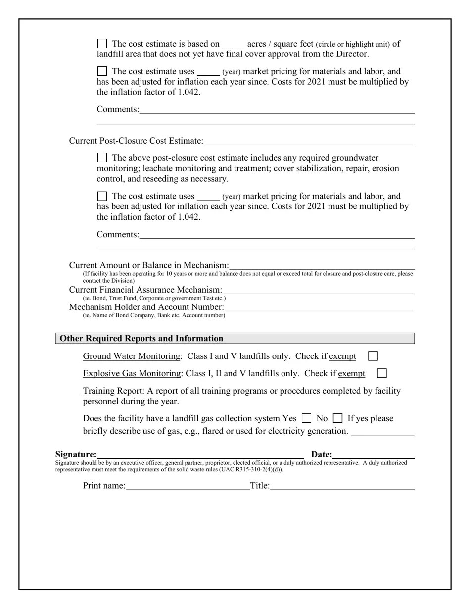 2021 Utah Landfill Annual Report Fill Out, Sign Online and Download