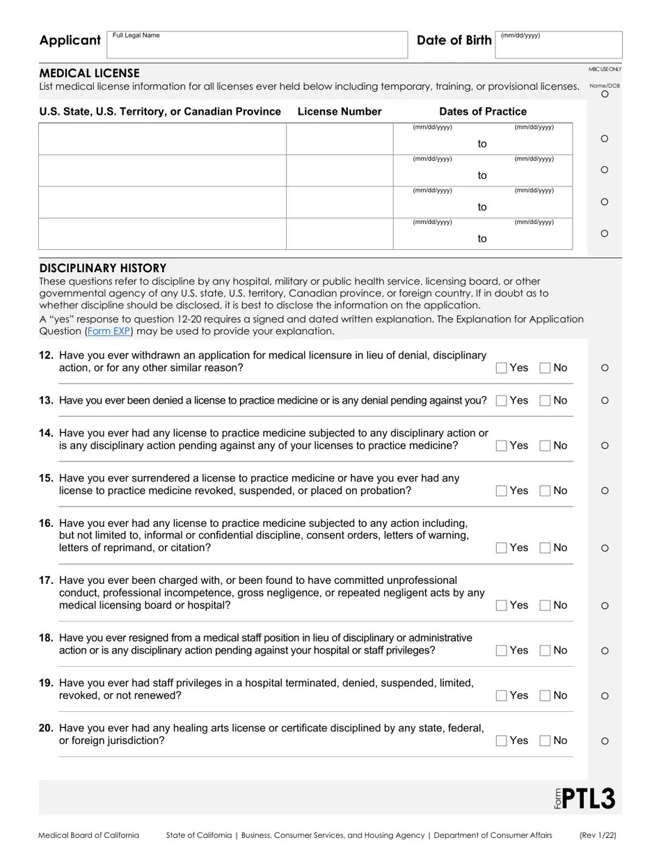 Form PTL Fill Out, Sign Online and Download Fillable PDF, California
