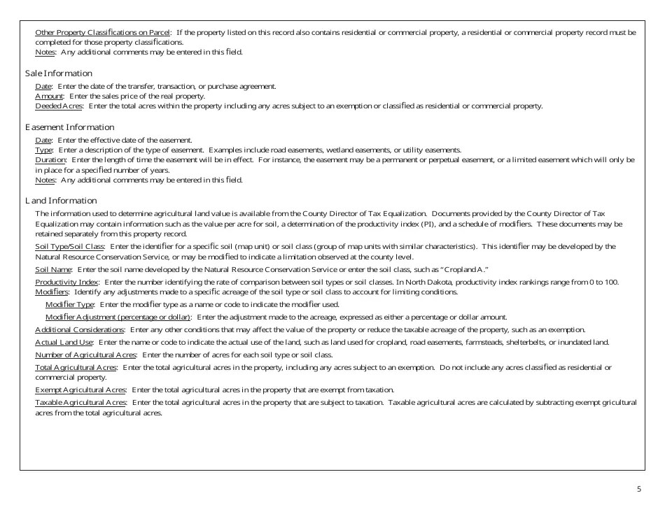 North Dakota Property Record Agricultural Fill Out, Sign Online and