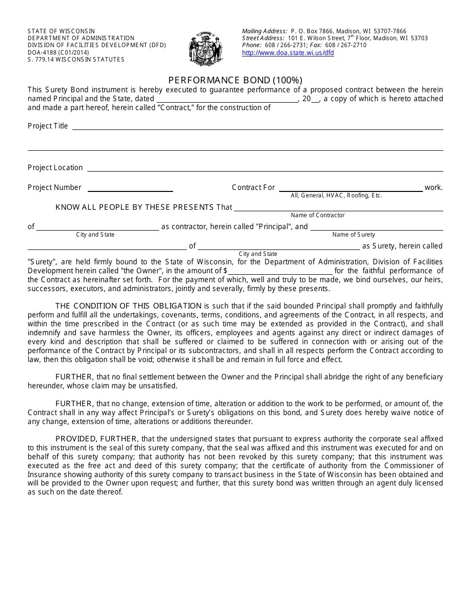 Form DOA4188 Fill Out, Sign Online and Download Printable PDF