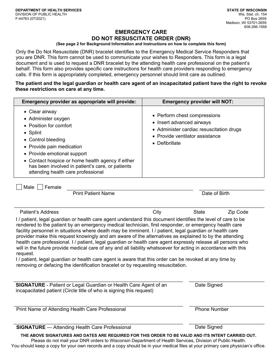 Form F44763 Fill Out, Sign Online and Download Fillable PDF