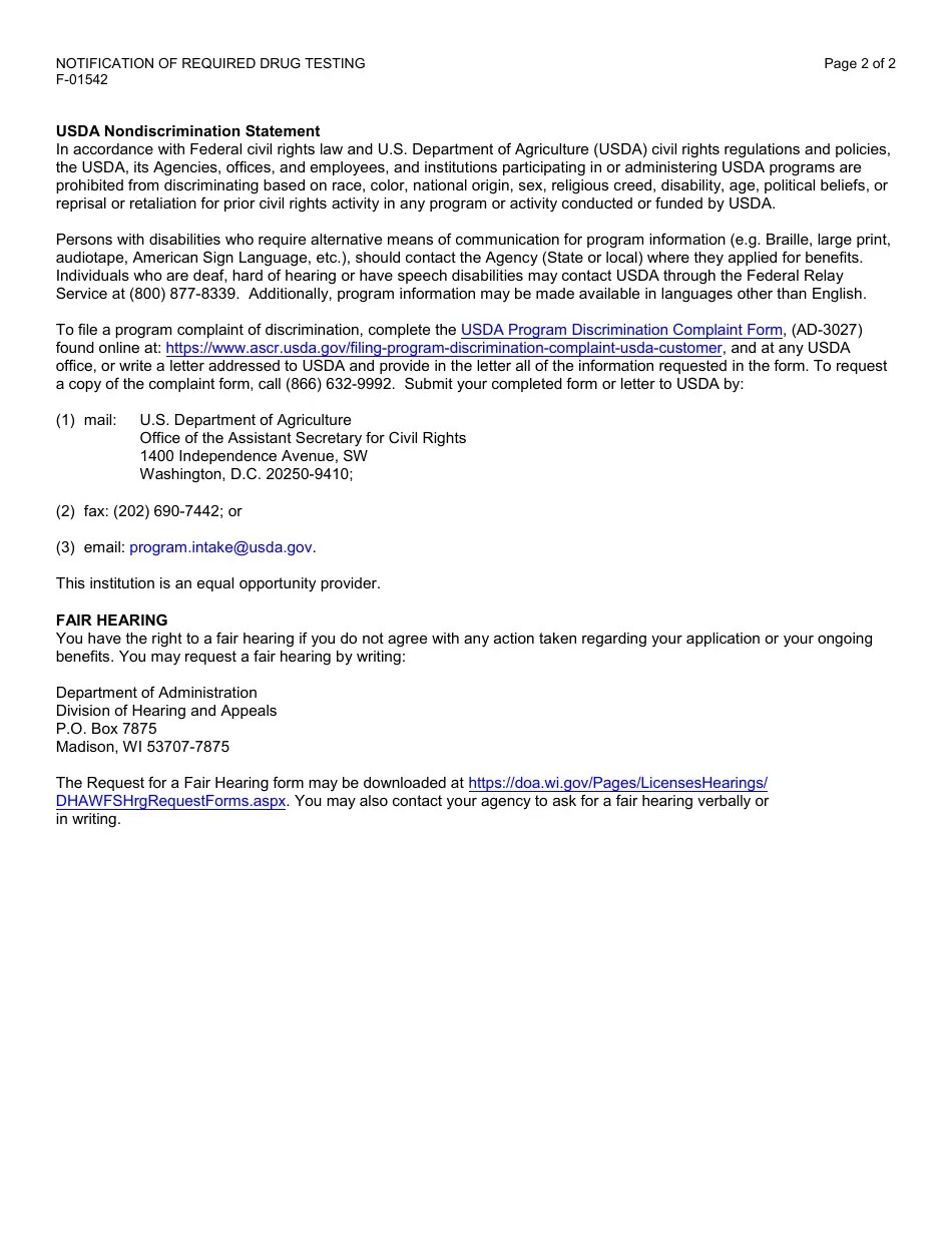 Form F01542 Fill Out, Sign Online and Download Printable PDF