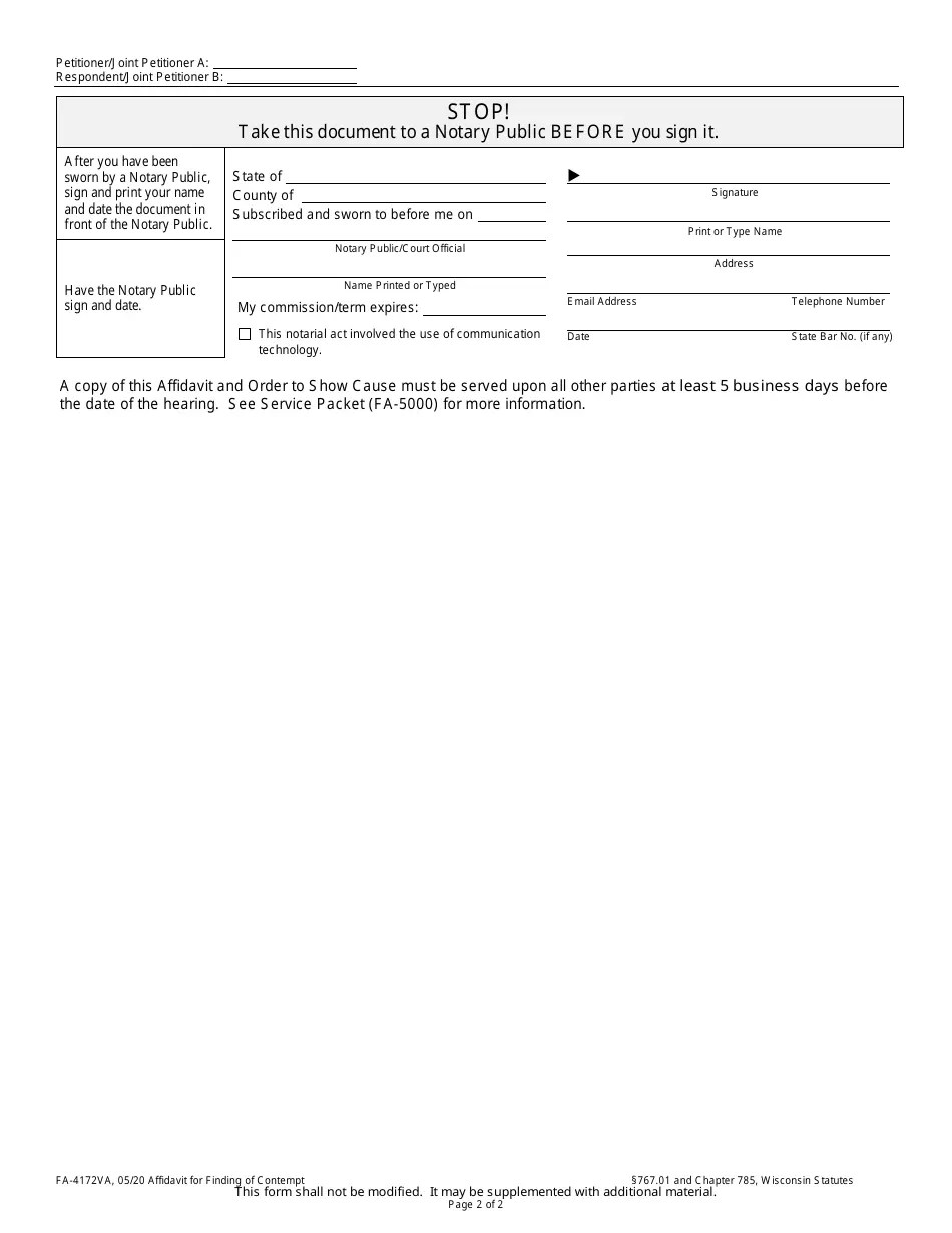 Form FA4172VA Fill Out, Sign Online and Download Printable PDF