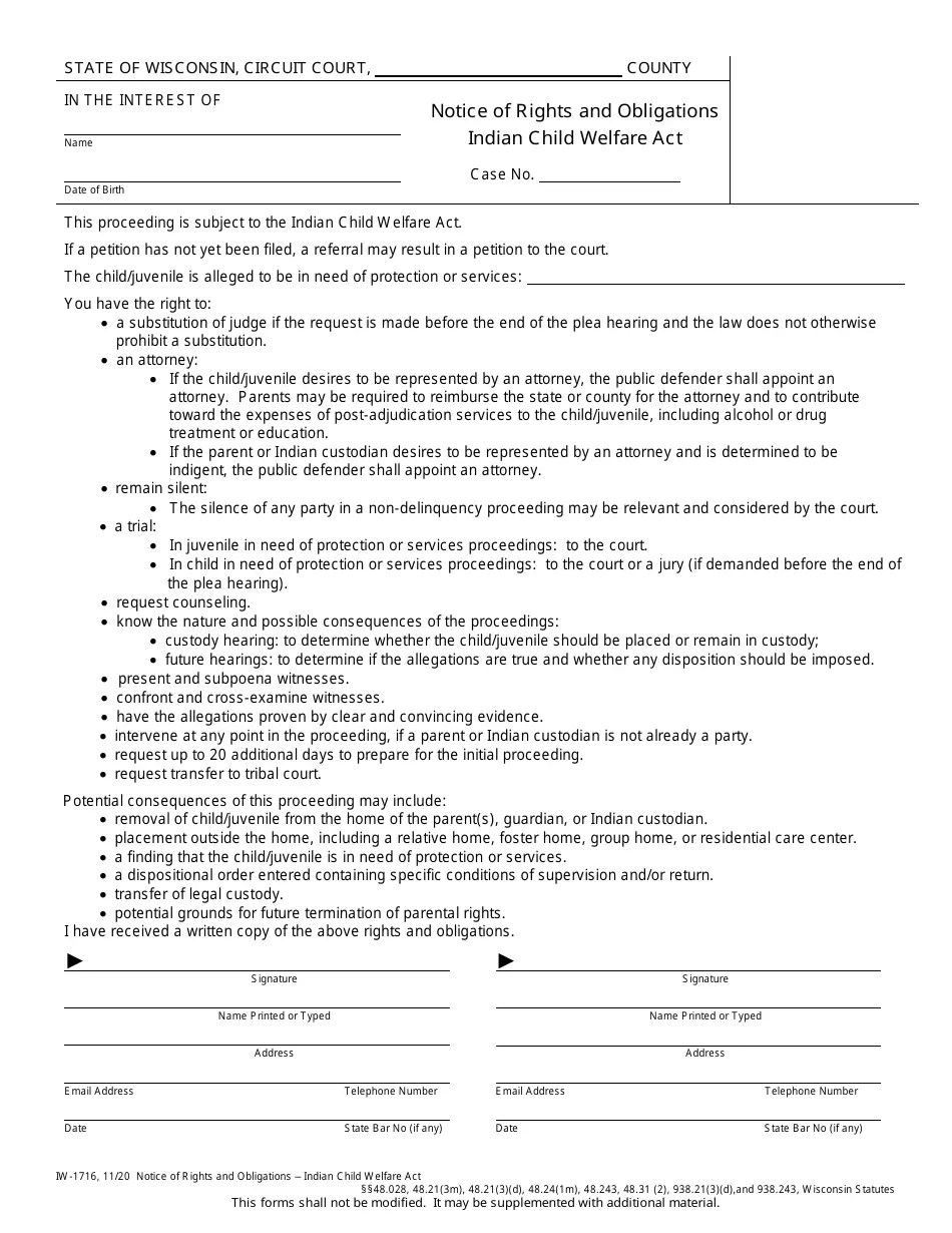 Form IW1716 Fill Out, Sign Online and Download Printable PDF