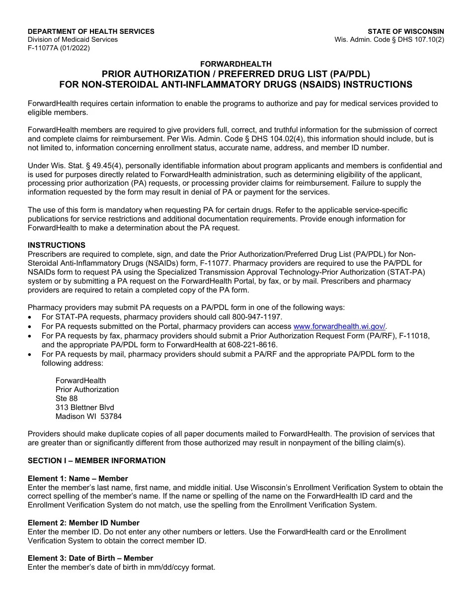 Download Instructions for Form F11077 Prior Authorization/Preferred