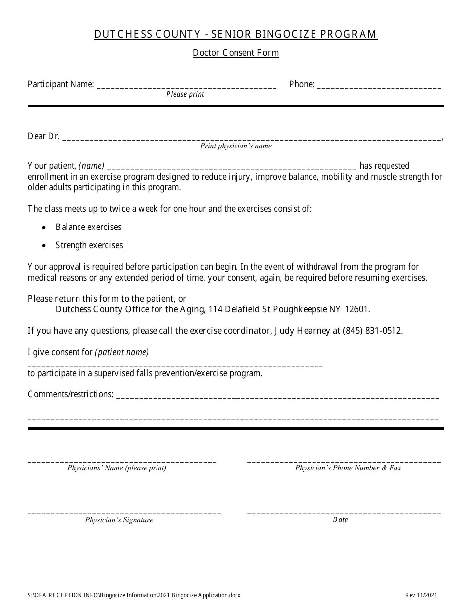 2022 Dutchess County, New York Bingocize Program Application Fill Out