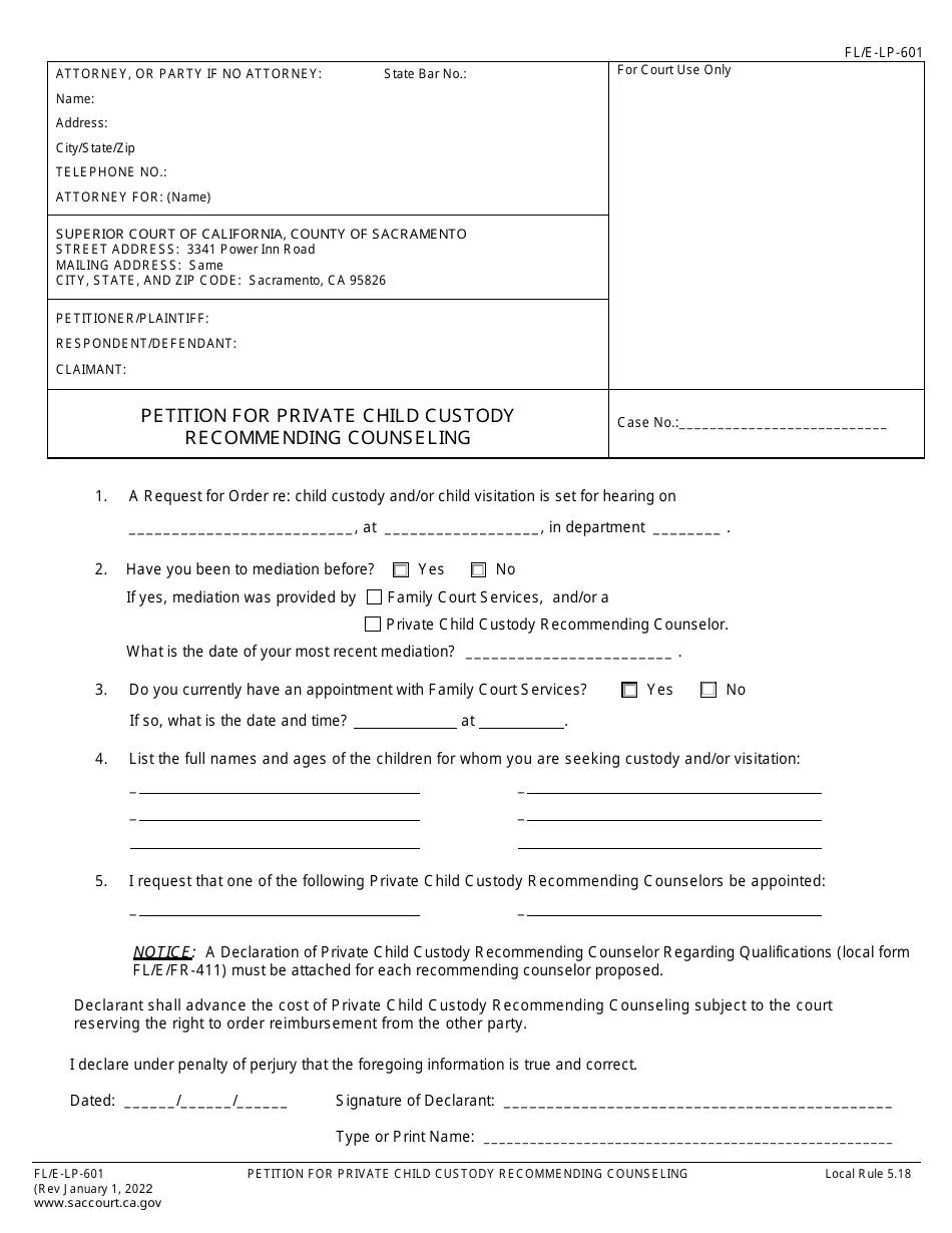 Form FLE/LP601 Fill Out, Sign Online and Download Fillable PDF