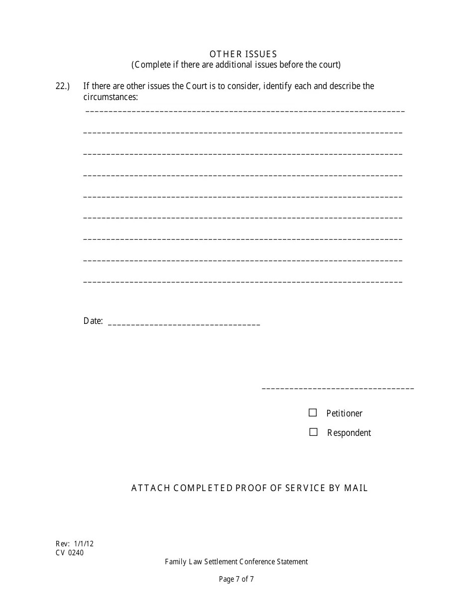 Form CV0240 Fill Out, Sign Online and Download Fillable PDF, County