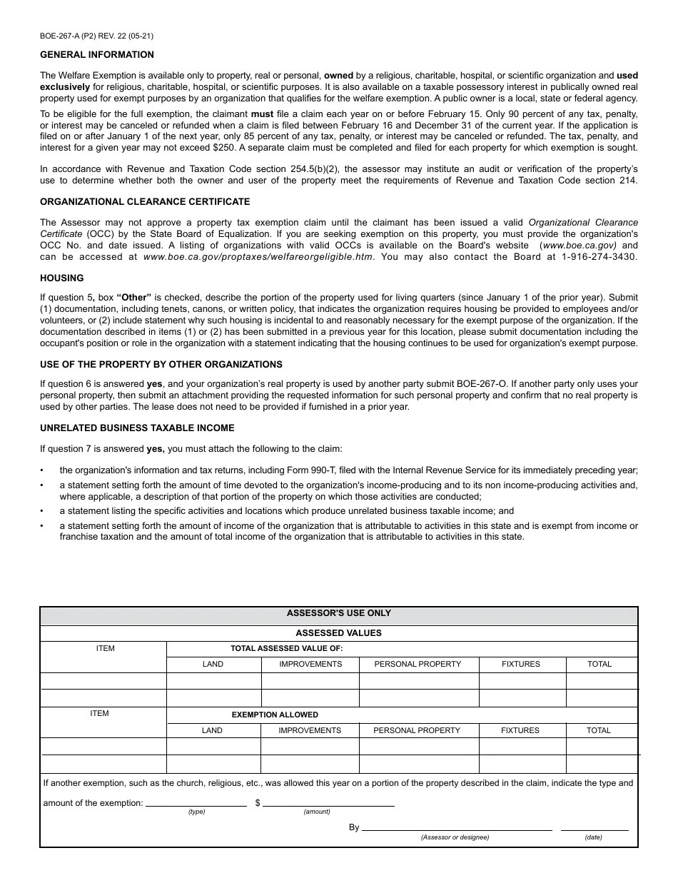 Form BOE267A Fill Out, Sign Online and Download Fillable PDF, Santa