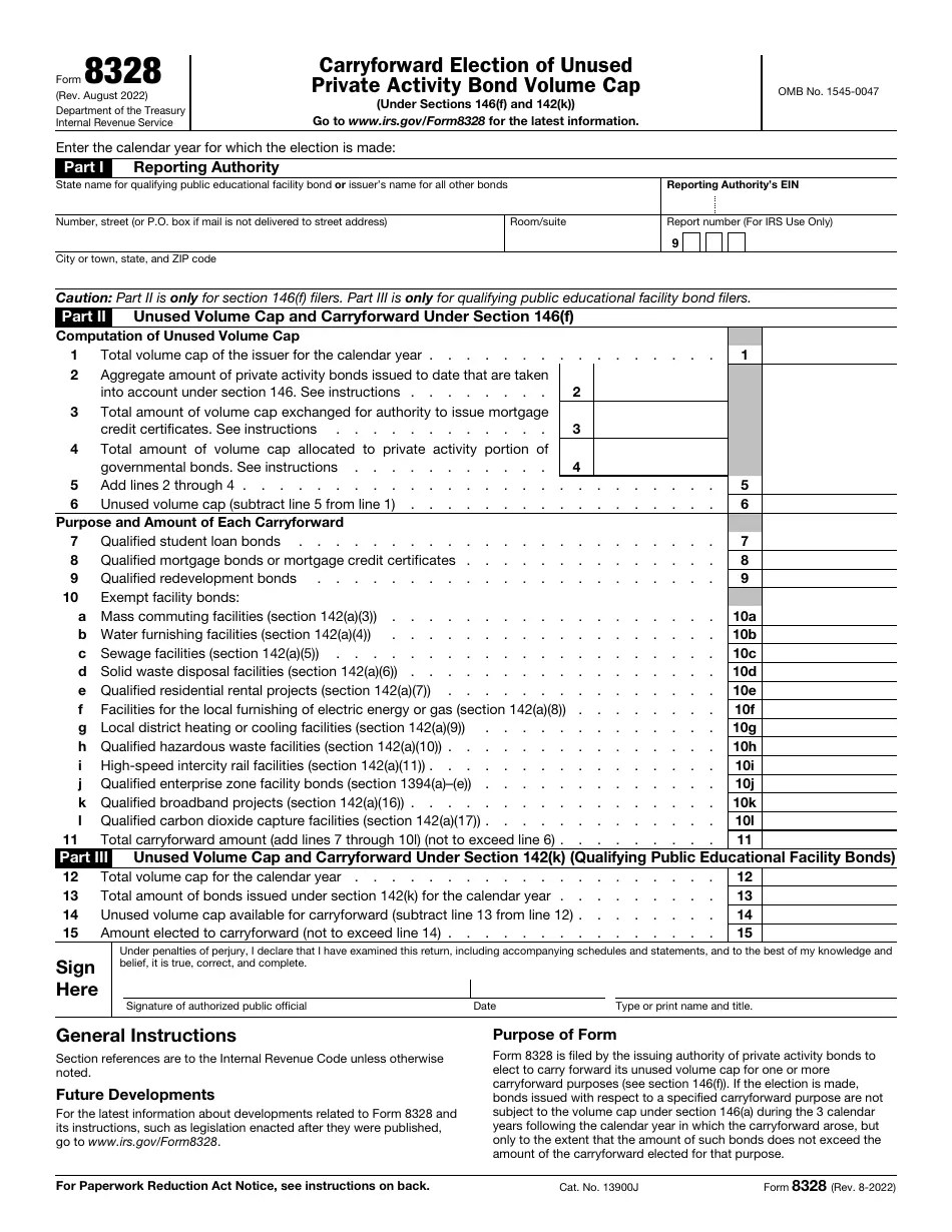 IRS Form 8328 Download Fillable PDF or Fill Online Carryforward