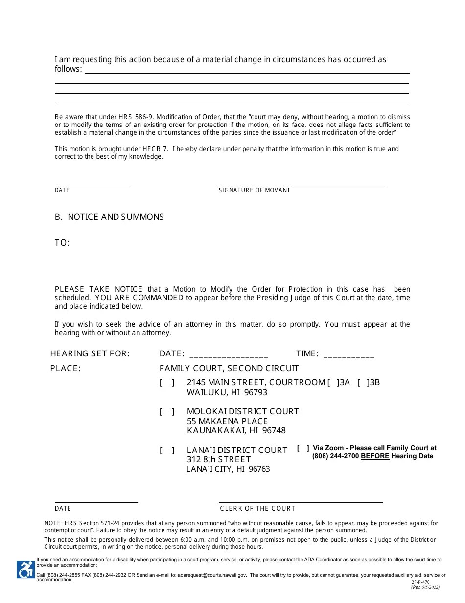 Form 2FP470 Download Fillable PDF or Fill Online Motion to Amend