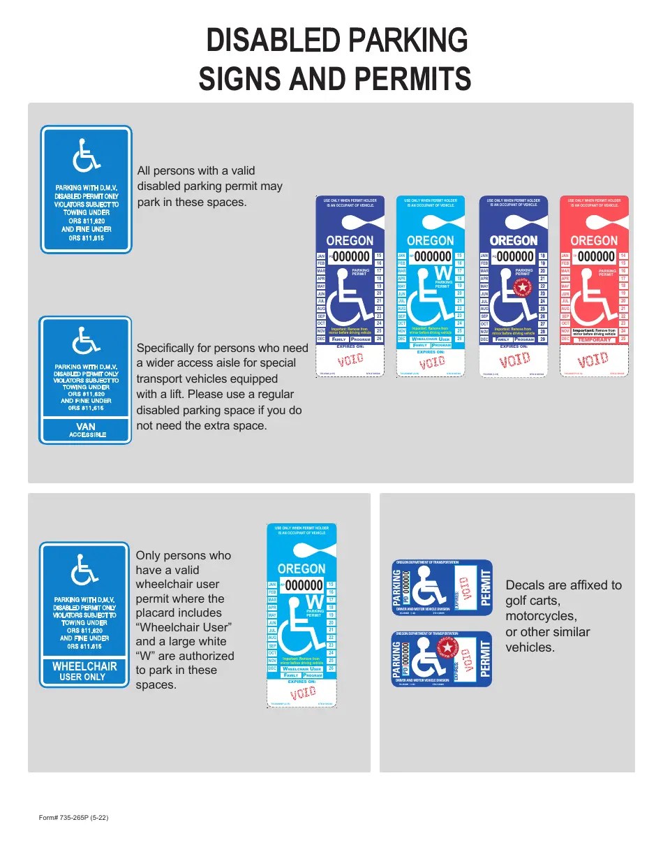 Form 735265 Download Fillable PDF or Fill Online Disability Parking