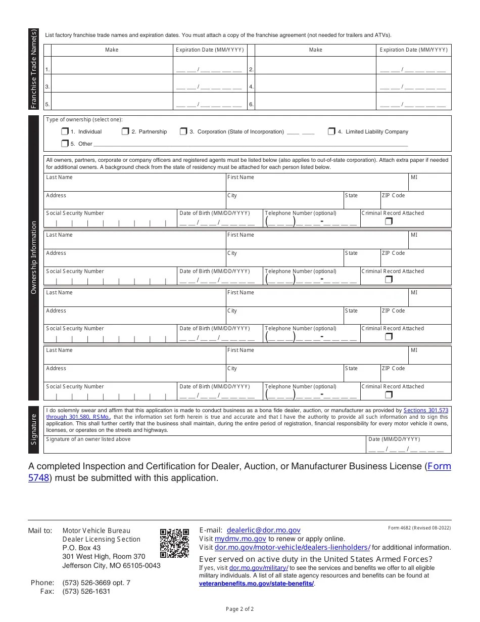 Form 4682 Download Fillable PDF or Fill Online Application for Dealer