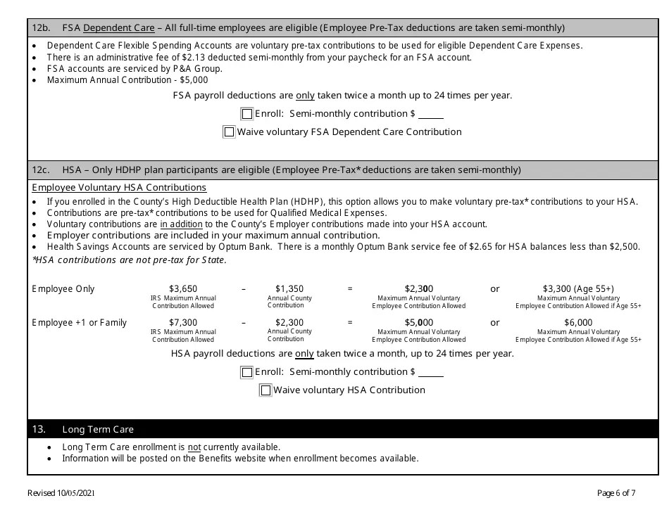 2022 Stanislaus County, California Employee Benefit Enrollment Form
