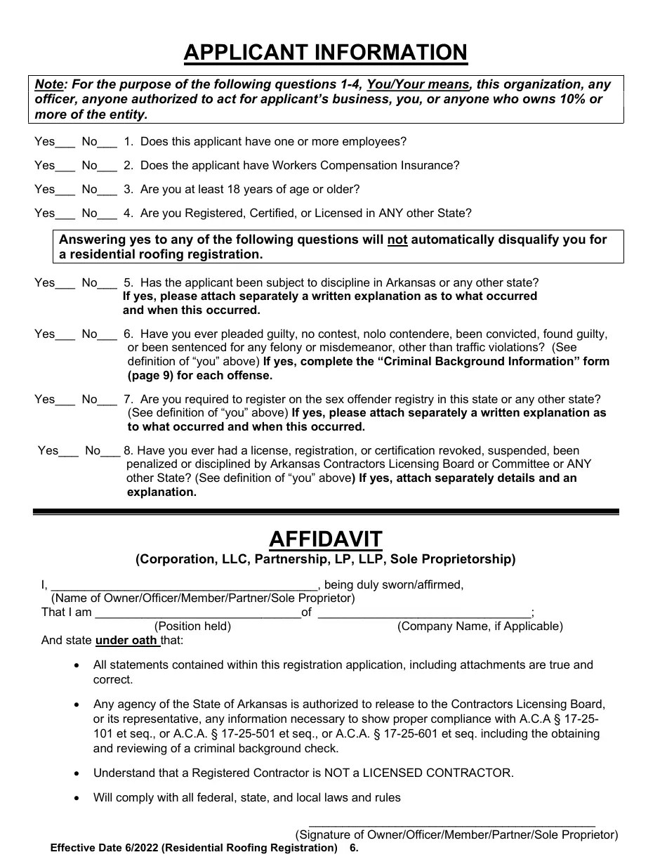 Arkansas Residential Roofing Registration Fill Out, Sign Online and