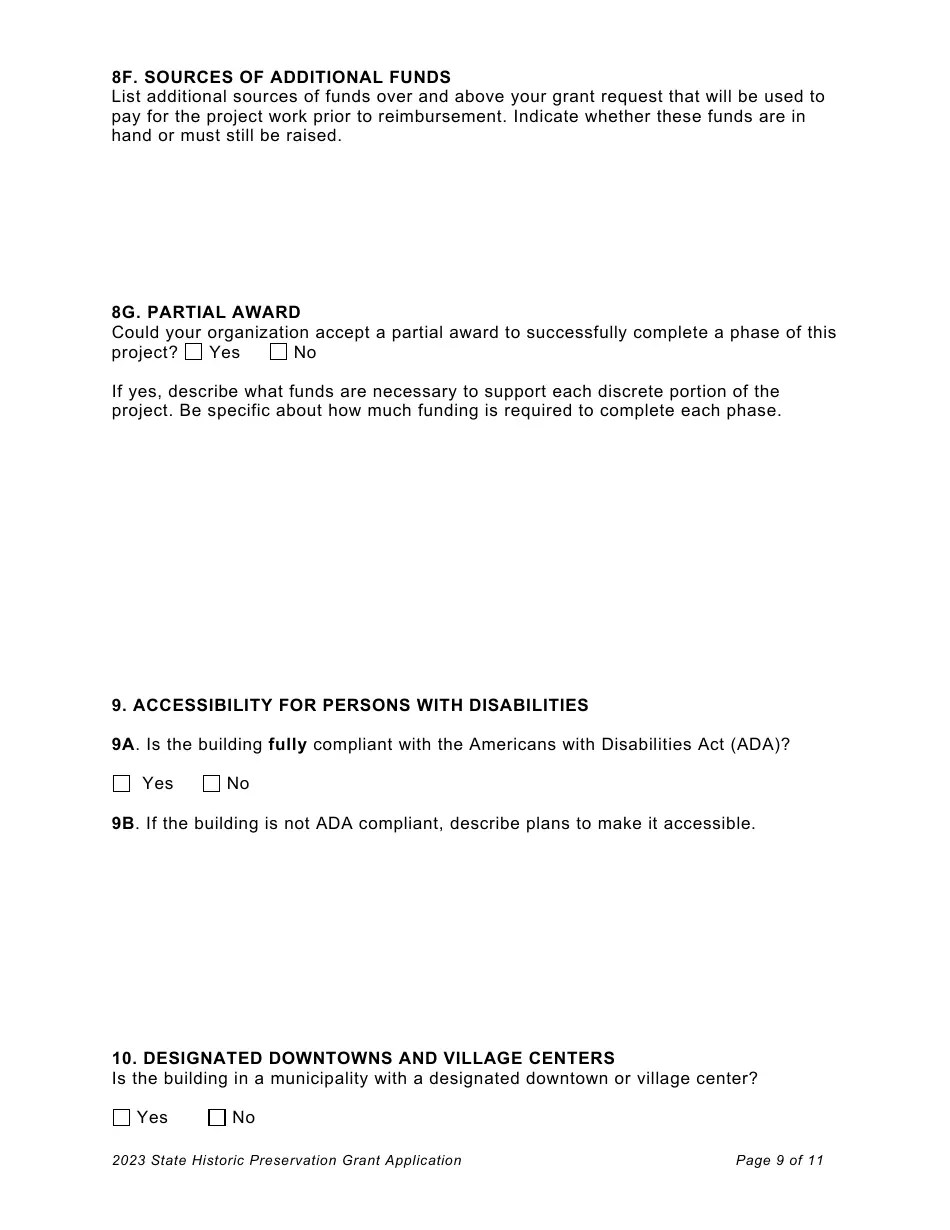 2023 Vermont Vermont Historic Preservation Grants Application Fill