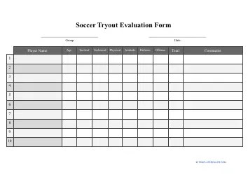 Soccer Player Evaluation Form - Fill Out, Sign Online and Download PDF