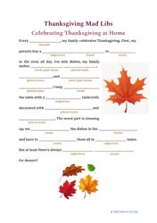 Thanksgiving Mad Libs - Celebrating Thanksgiving at Home Download