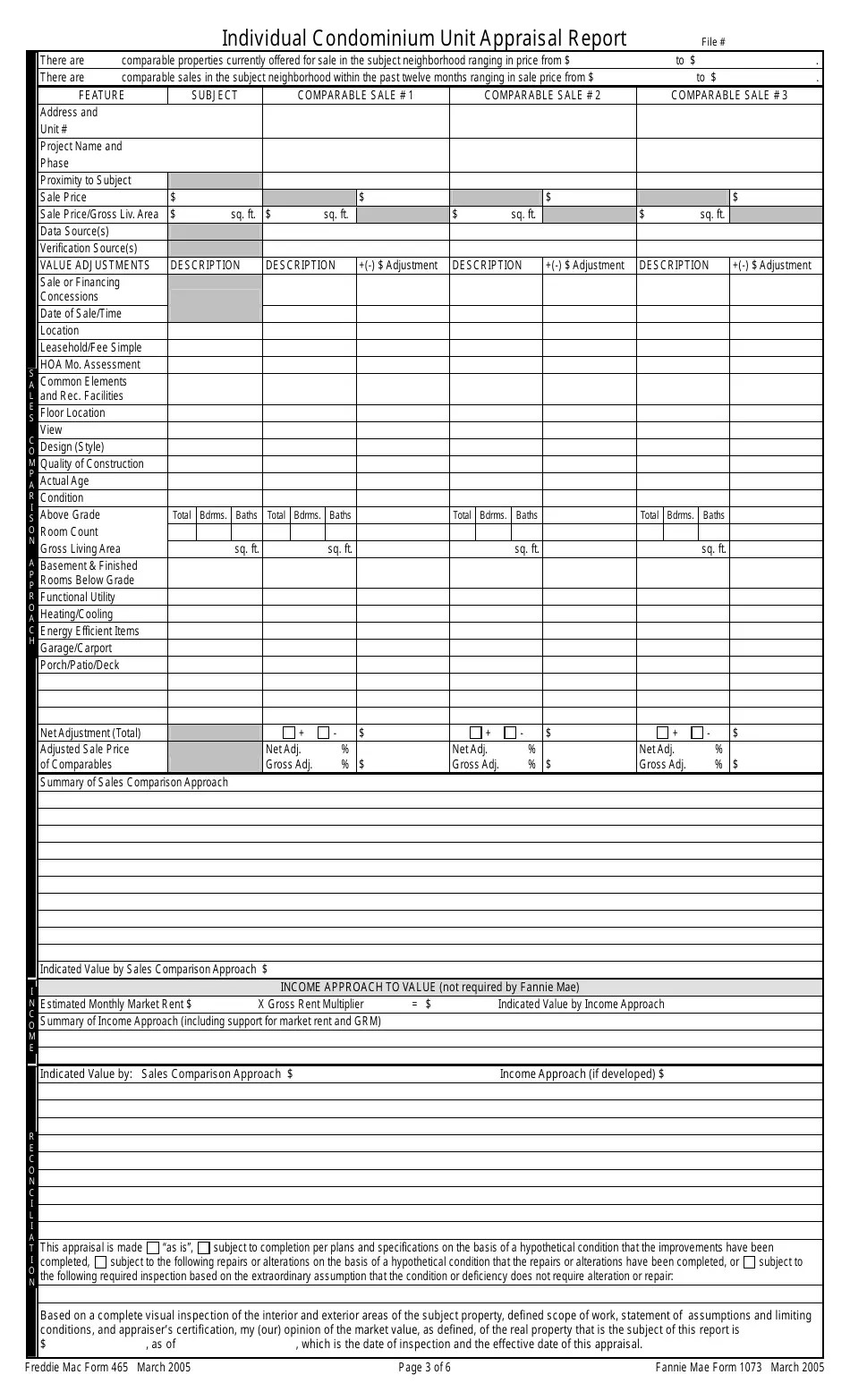Fannie Mae Form 1073 Fill Out, Sign Online and Download Printable PDF Templateroller