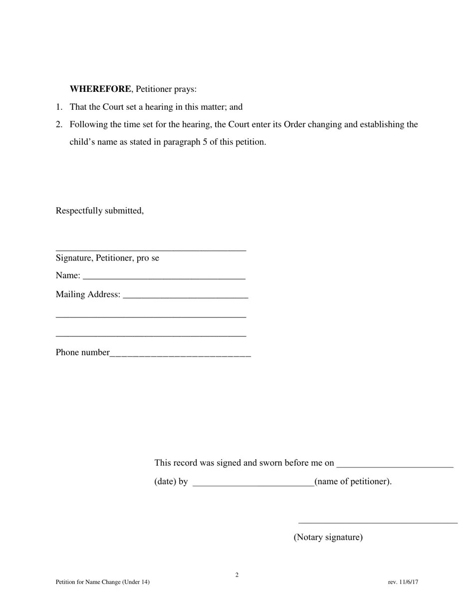 New Mexico Petition to Change Name (Of Person Under 14 Years of Age