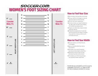 Women's Foot Size Chart - Soccer.com Download Printable PDF