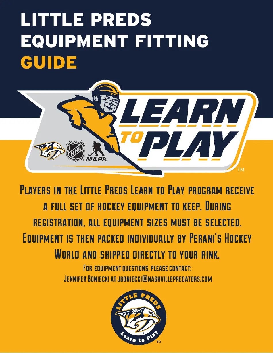 Hockey Equipment Size Chart Little Preds Download Fillable PDF