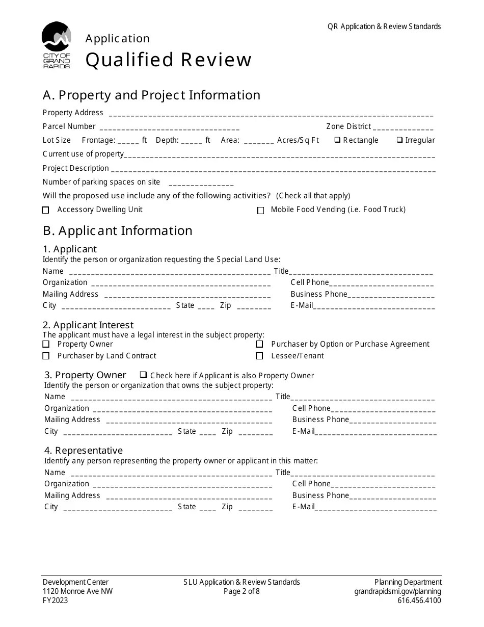 2023 City of Grand Rapids, Michigan Qualified Review Application Fill