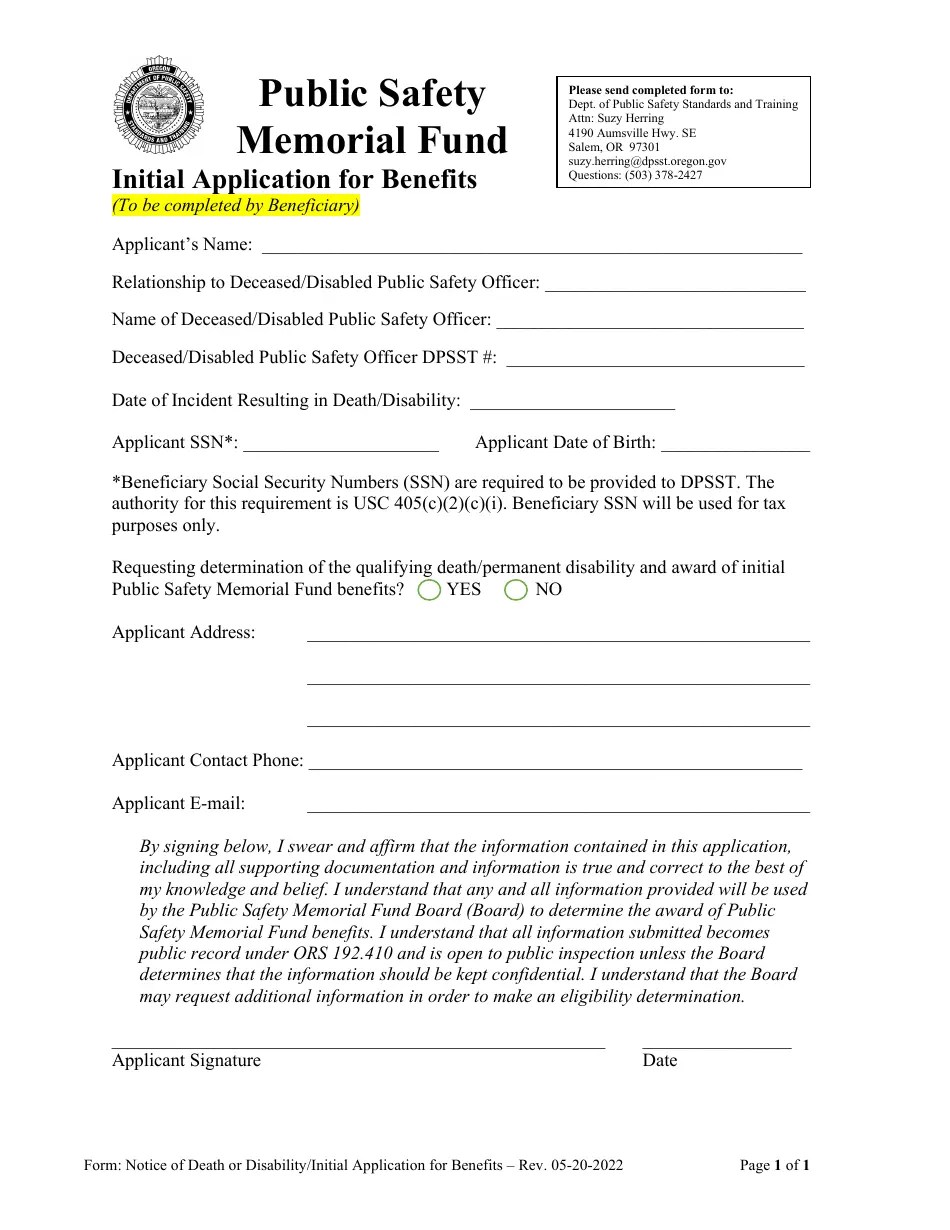 Oregon Initial Application for Benefits Fill Out, Sign Online and