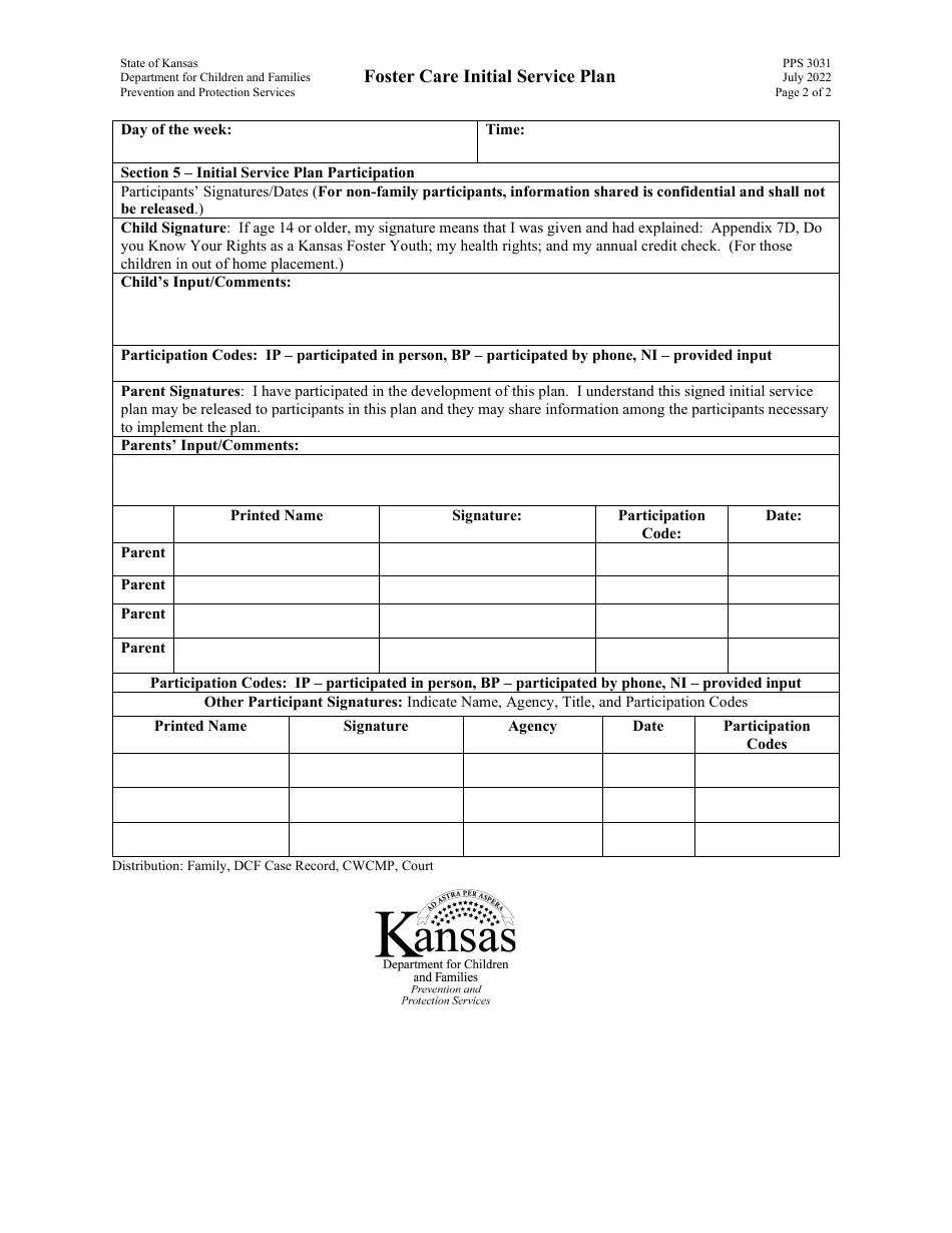 Form PPS3031 Download Printable PDF or Fill Online Foster Care Initial
