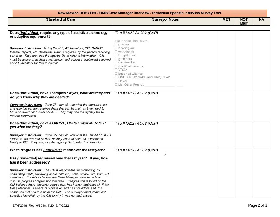 2019 — 2024 New Mexico New Mexico Doh/Dhi/Qmb Case Manager Interview
