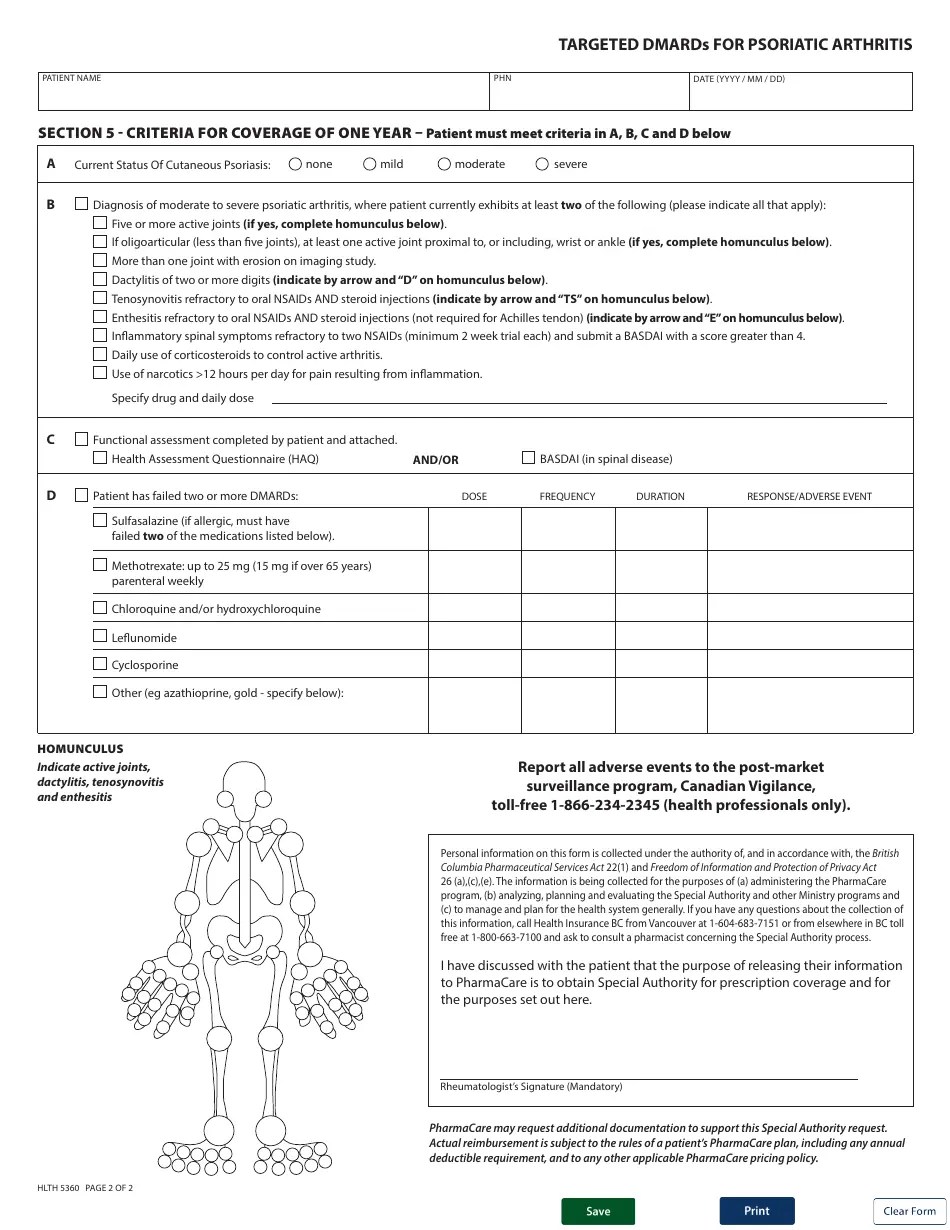 Form HLTH5360 Download Fillable PDF or Fill Online Pharmacare Special