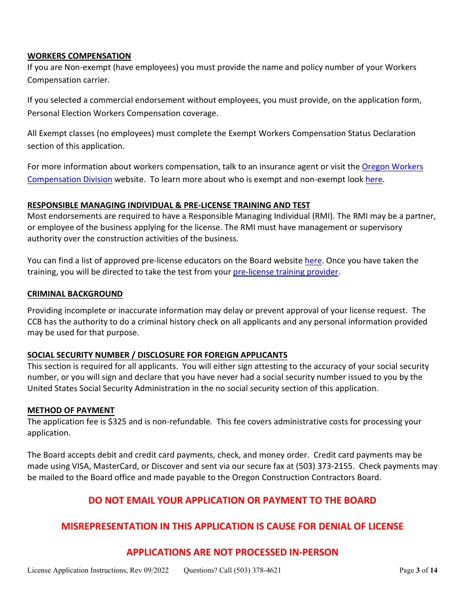 Oregon License Application for Partnership or Joint Venture