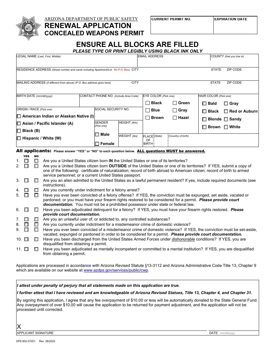 Form DPS80207201 Download Fillable PDF or Fill Online Concealed