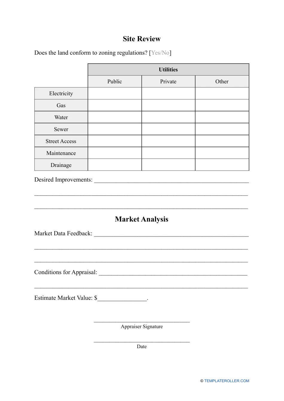 Land Appraisal Form Fill Out, Sign Online and Download PDF